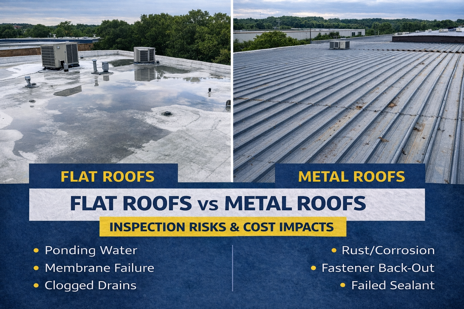 Flat Roofs Vs Metal Roofs: Inspection Risks And Cost Impacts | Core ...